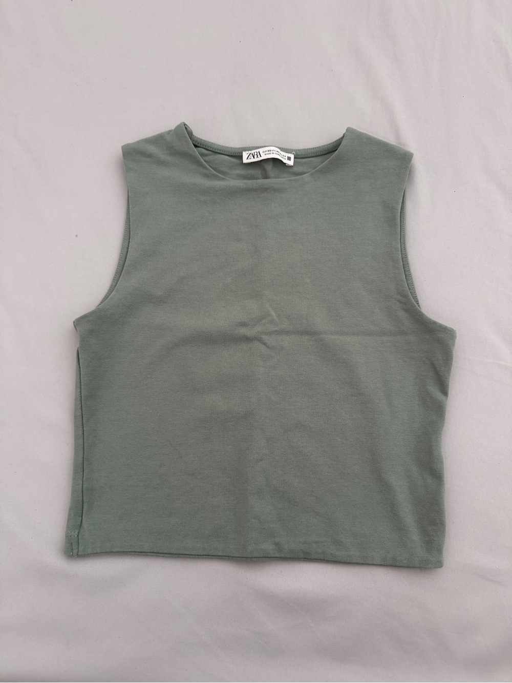 Zara Sage Green Cropped Muscle Tee